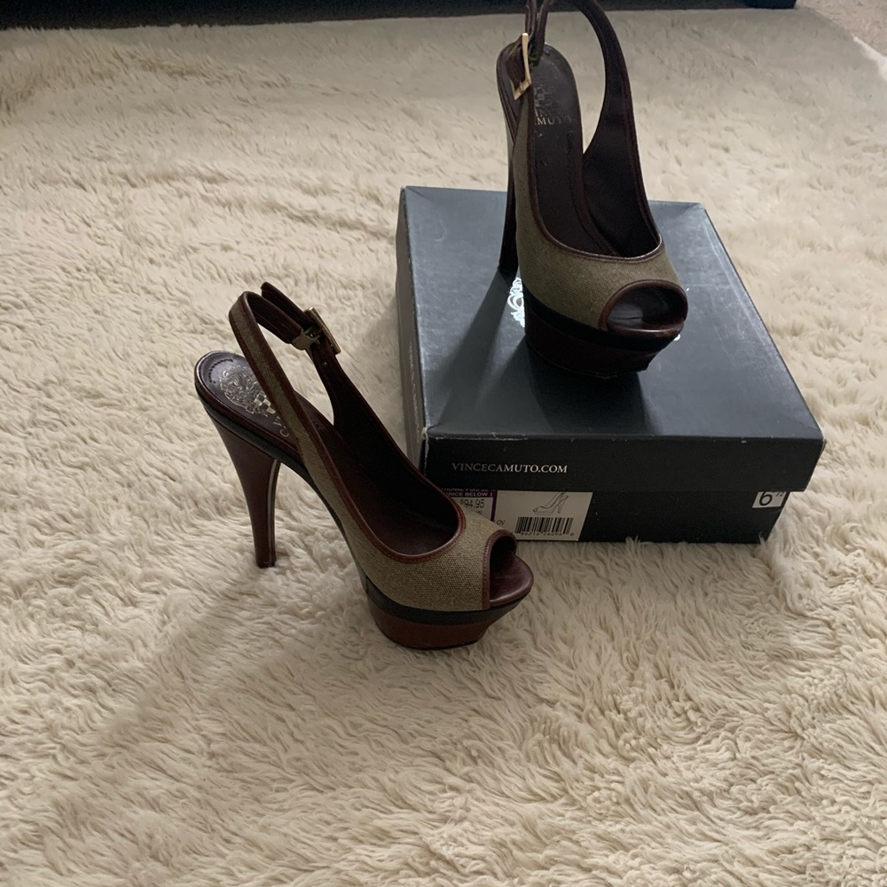 Brown platform heels